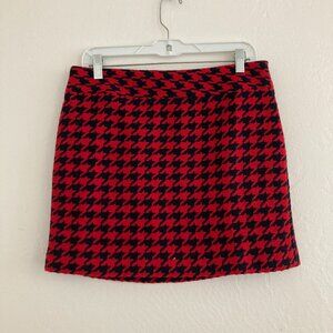 Vintage Tommy Hilfiger Wool Blend Houndstooth Mini Skirt Red Preppy Academia 6
